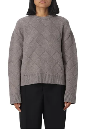 Bottega Veneta Strik, Dame, Grå, M, Cashmere, Luksus Cashmere Pullover Sweater