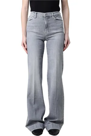 7 for all Mankind Jeans, Dame, Grå, W31, Uld, Stilfulde High Waist Grå Jeans