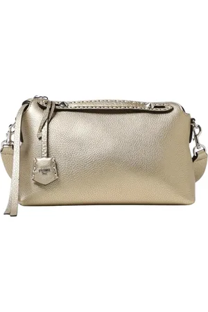Fendi Taske, Dame, Gul, ONE SIZE, Læder, Metallic Læder Crossbody Taske
