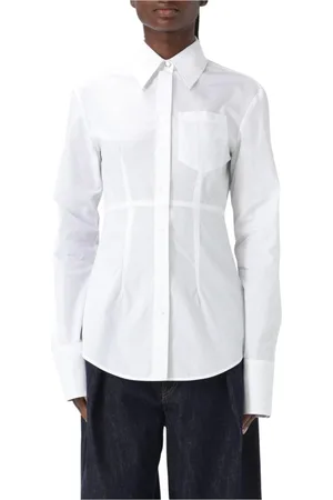 Sportmax Bluser & Skjorter, Dame, Hvid, 2XS, Uld, Hvid Poplin Skjorte til Kvinder