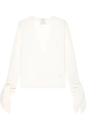 Givenchy Bluser & Skjorter, Dame, Hvid, S, Uld, Hvid uldtrøje med ribkanter
