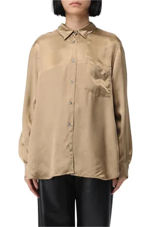 Aspesi Bluser & Skjorter, Dame, Gul, M, Uld, Satin Bluse Guld Dame Skjorte