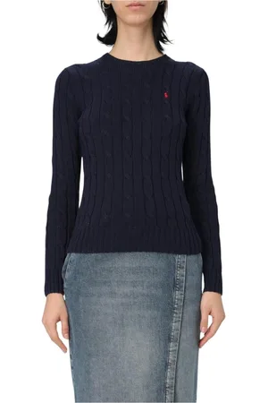 Ralph Lauren Strik, Dame, Blå, M, Bomuld, Navy Cable Strik Sweater