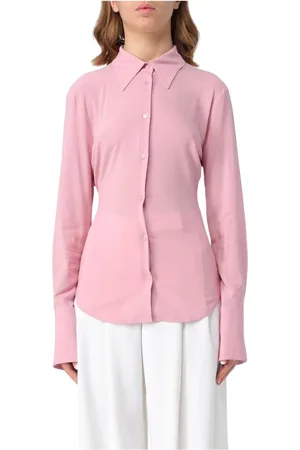 Pinko Bluser & Skjorter, Dame, Lyserød, XS, Silkekraget Bluse
