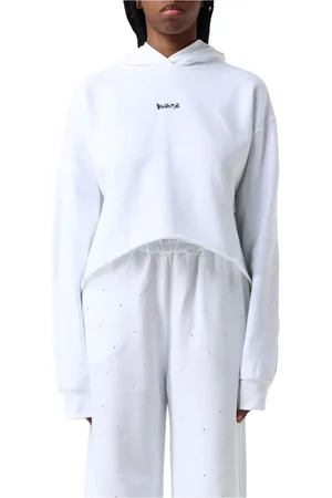 DISCLAIMER Sweathshirts & Hoodies, Dame, Hvid, XS, Bomuld, Hvid Afslappet Fit Hættetrøje
