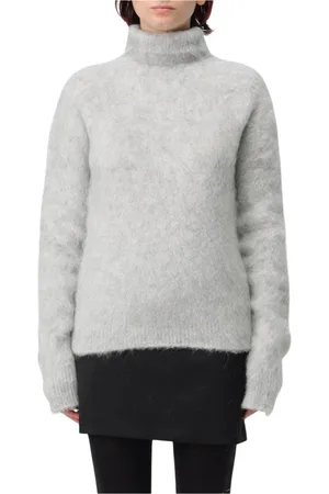 Sportmax Strik, Dame, Grå, S, Uld, Kamel Mohair High Neck Sweater