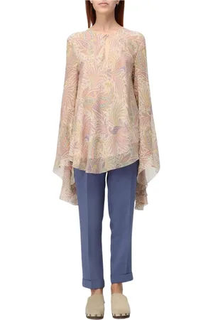 Etro Bluser & Skjorter, Dame, Lyserød, S, Lyserød Paisley Bell Sleeve Bluse