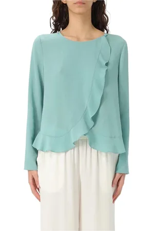 Emporio Armani Bluser & Skjorter, Dame, Grøn, M, Polyester, Elegant Ruffled Blouse