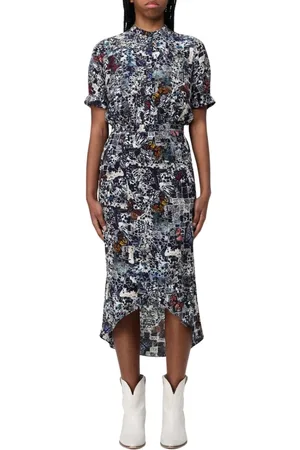 Zadig & Voltaire Kjole, Dame, Flerfarvet, XS, Sommerfugle Print Midi Kjole