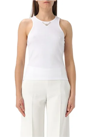 Twin-Set Top, Dame, Hvid, XL, Bomuld, Elegant Ribbet Tank Top