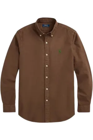 Ralph Lauren Skjorte, Herre, Brun, L, Custom FIT Garment-Dyed Oxford Shirt