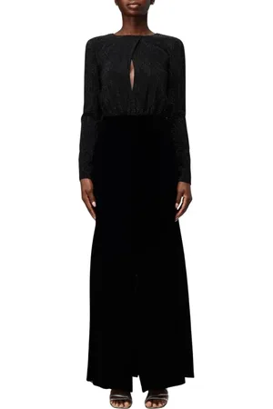 Emporio Armani Kjole, Dame, Sort, XS, Sort Fløjl Aften Maxi Kjole