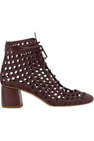 FORTE FORTE Sko, Dame, Rød, 36 EU, Uld, Burgundy Woven Leather Ankelstøvler