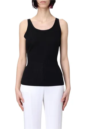 HUGO BOSS Top, Dame, Sort, XS, Sort Striktrøje med Ribbede Detaljer