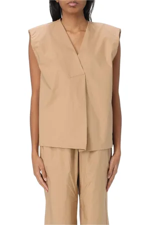 Kaos Top, Dame, Brun, L, Elegant Kamel V-Hals Top
