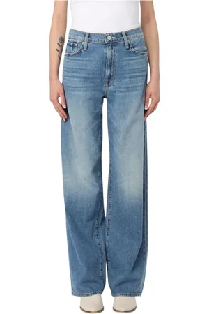 Mother Jeans, Dame, Blå, W27, Uld, Edgy Wide Leg Jeans