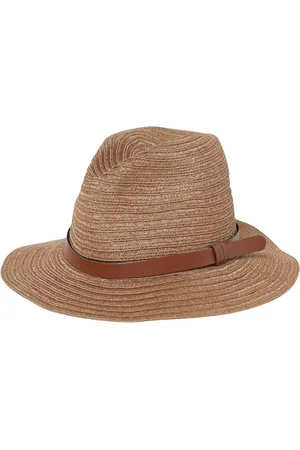 Emporio Armani Tilbehør, Dame, Brun, 57 CM, Læder, Brun Fedora Hat med Læderbånd