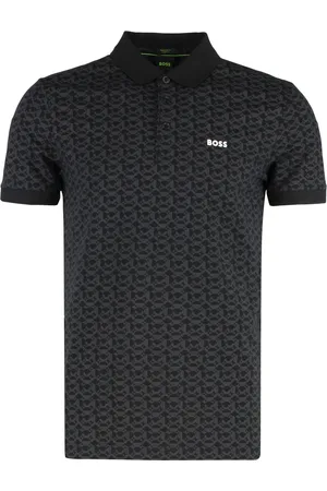 HUGO BOSS Top, Herre, Sort, XS, Bomuld, Ribbed kant bomuld polo skjorte