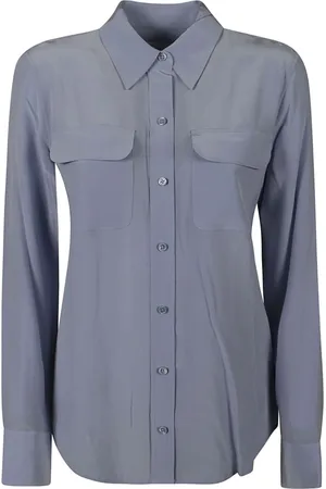 Equipment Bluser & Skjorter, Dame, Blå, XL, Slim Fit Skjorte
