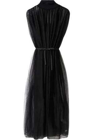 Fabiana Filippi Kjole, Dame, Sort, XS, Tyl, Elegant Sort Tyl Midi Kjole