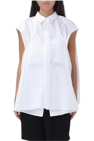 SACAI Bluser & Skjorter, Dame, Hvid, S, Bomuld, Hvid Afslappet Pasform Skjortebluse