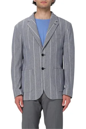 Liu Jo Jakke, Herre, Blå, 2XL, Tyl, Marine Stribet Blazer Med Revers