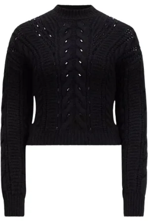 Moncler Strik, Dame, Sort, L, Uld, Sort Broderet Mohair & Uld Sweater