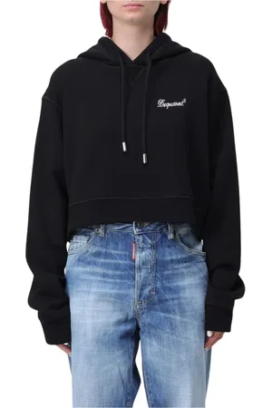 Dsquared2 Sweathshirts & Hoodies, Dame, Sort, XS, Uld, Sort Rhinestone Detalje Hoodie