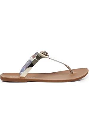 Kurt Geiger Sko, Dame, Brun, 36 EU, Bronze Metallic Sandaler med Krystal Logo