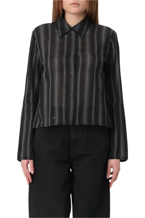 OUR LEGACY Bluser & Skjorter, Dame, Sort, S, Sort Stribet Kort Skjorte
