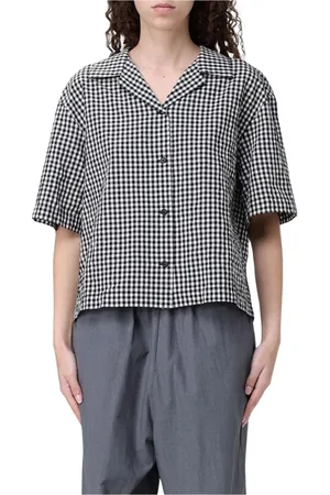 BARENA Bluser & Skjorter, Dame, Sort, XS, Gingham Skjorte Afslappet Pasform Sort