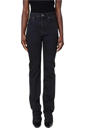 Saint Laurent Jeans, Dame, Sort, W28, Bomuld, Sorte Straight Leg Jeans til Kvinder