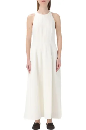 Brunello Cucinelli Kjole, Dame, , M, Bomuld, Elegant Ærmeløs A-Line Maxi Kjole