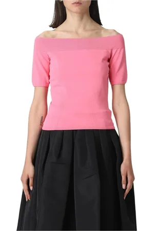 Alexander McQueen Strik, Dame, Lyserød, L, Uld, Rosa Strik Off-the-Shoulder Top