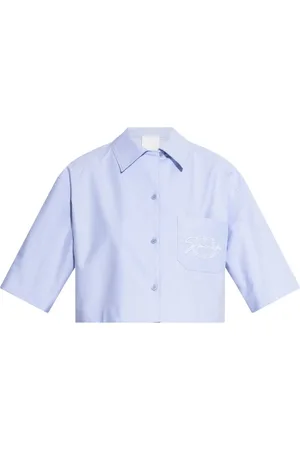 Givenchy Bluser & Skjorter, Dame, Blå, 3XS, Bomuld, Hawaiiansk krave bomuldsskjorte med lomme