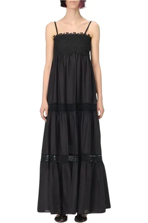 Kaos Kjole, Dame, Sort, L, Uld, Hvid Flared Midi Kjole Elegant Stil