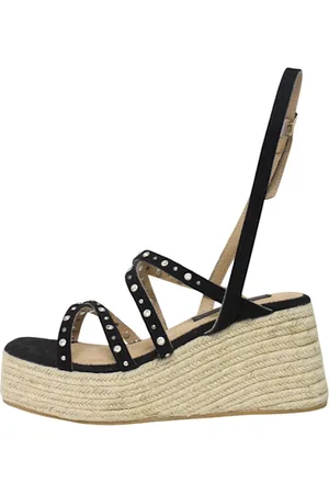 Colors of California Sko, Dame, Sort, 38 EU, Læder, Platform eco-læder sandaler med kilehæl
