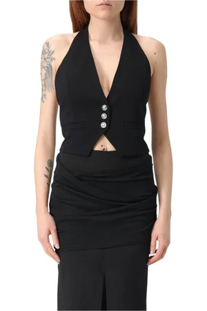 Pinko Jakke, Dame, Sort, XS, Hvid Skræddersyet Ærmeløs Vest