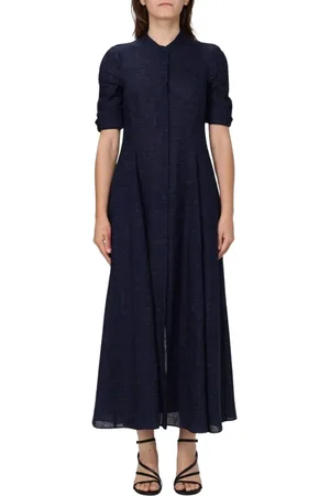 Emporio Armani Kjole, Dame, Blå, XS, Blå Maxi Skjortekjole