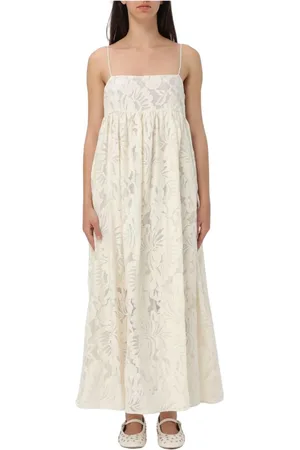 MEIMEIJ Kjole, Dame, , 2XS, Uld, Elegant Blomstret Blonde Maxi Kjole