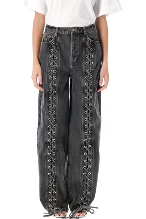 ROTATE Jeans, Dame, Sort, W26, Denim, Lace Denim Pants
