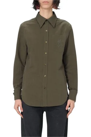 Saint Laurent Bluser & Skjorter, Dame, Grøn, XS, Elegant Skjorte med Lange Ærmer