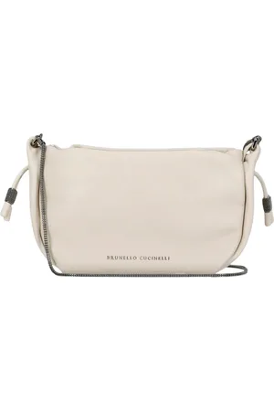 Brunello Cucinelli Taske, Dame, , ONE SIZE, Læder, Ivory Læder Crossbody Kæde Strop Taske