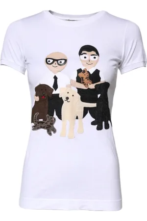 Dolce & Gabbana Top, Dame, Hvid, 3XS, Bomuld, Hvid Bomuld Broderet T-shirt