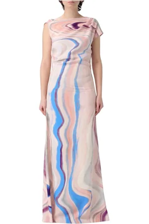 DEL CORE Kjole, Dame, Flerfarvet, S, Elegant Marmor Print Maxi Kjole