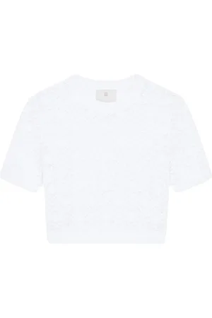 Givenchy Top, Dame, Hvid, S, Sort Strik Crop Top