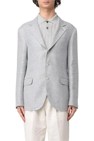 Brunello Cucinelli Jakke, Herre, Grå, L, Linned, Klassisk Linnedblazer Elegant Grå
