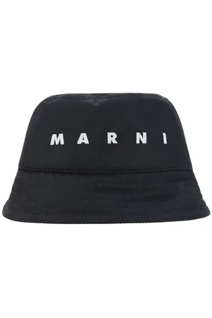 Marni Tilbehør, Herre, Sort, S, Bomuld, Monokrom Bomuldsspandehat med Logo