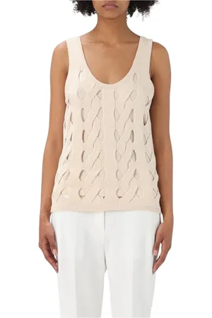 Pinko Top, Dame, Hvid, M, Uld, Hvid Strik Tank Top