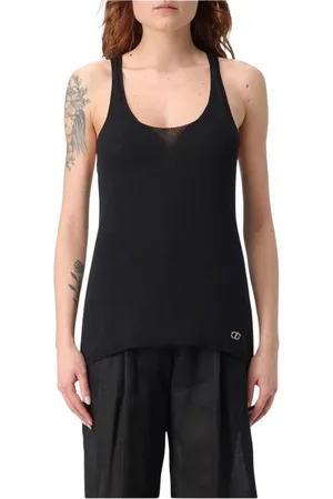 Twin-Set Top, Dame, Sort, 2XL, Elegant Blondekant Top